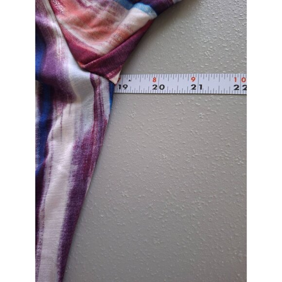 Jennifer Lopez Blouse M Tie Dye Long Sleeve V-Neck Slit Shoulder Boho Chic Retro - Picture 7 of 8
